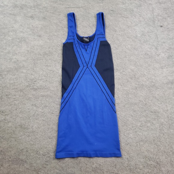 Bebe Dress Womens S Small Petite Blue Bodycon Sleeveless Scoop Neck Ladies - Picture 1 of 10